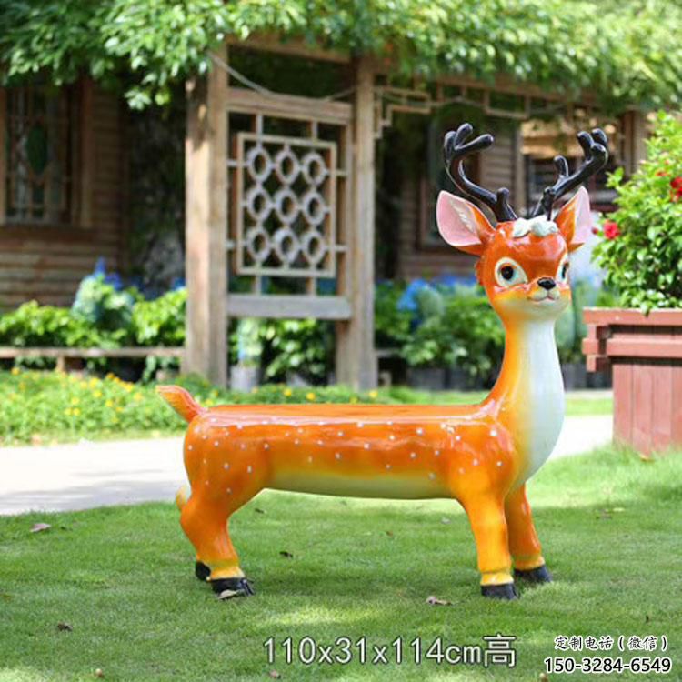 幼兒園坐凳雕塑，小鹿坐凳雕塑，卡通動(dòng)物類型