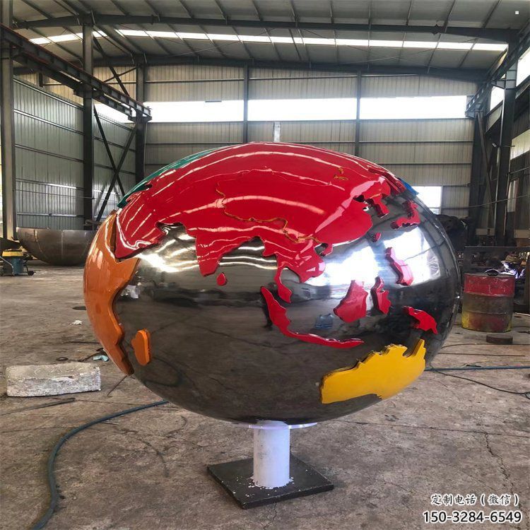 地球雕塑定制，街頭雕塑，不銹鋼地球雕塑制作廠家