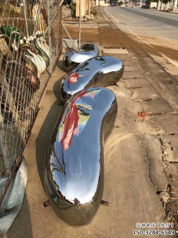 園林坐凳雕塑，噴漆景觀雕塑，鏡面形式