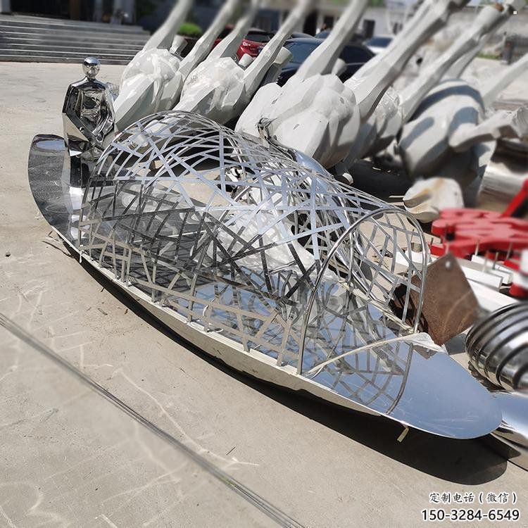 乘船人雕塑定做，廣場系列，不銹鋼乘船人雕塑制作