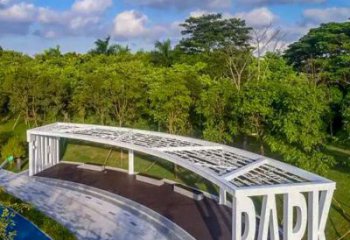 鏤空字母廊架雕塑，不銹鋼長廊藝術原理