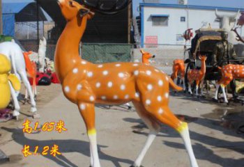 戶外小鹿雕塑制作，彩繪動物雕塑，玻璃鋼景觀雕塑