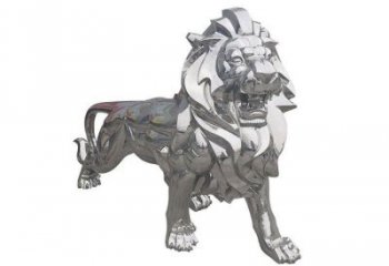 鏡面獅子雕塑生產(chǎn)，景區(qū)案例，不銹鋼拋光獅子雕塑優(yōu)選