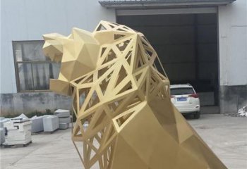 獅子雕塑擺件，烤漆工藝制作，大型不銹鋼獅子雕塑公司