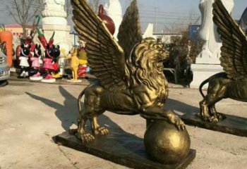 紀念獅子雕塑生產(chǎn)，廣場雕塑，飛獅雕塑展品