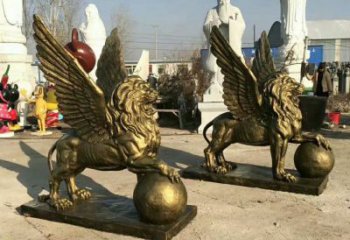 景觀獅子雕塑選用，美陳雕塑，飛獅雕塑展示專供