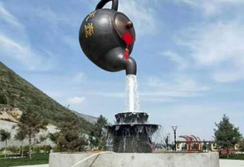流水吊壺雕塑，懸空風格，吊壺雕塑定制