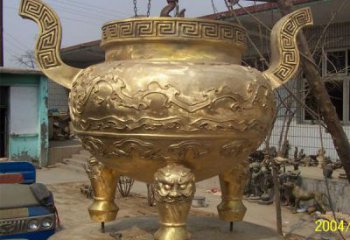 祥云紋三足爐鑄銅雕塑