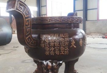 圓形三足爐實(shí)心雕塑