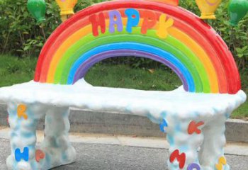 小區(qū)坐凳雕塑，景觀美陳雕塑，彩繪效果