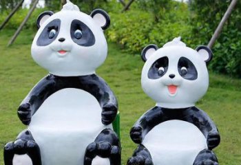 熊貓坐凳雕塑，公園景觀雕塑，彩繪工藝擺件