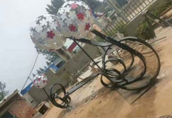 大型蒲公英坐凳雕塑，現代元素設計，不銹鋼坐凳雕塑