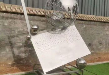 地球儀雕塑訂做，景區雕塑，鏡面筆記本地球儀雕塑廠家