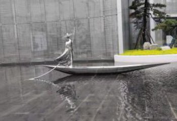 乘船人雕塑預定，小區(qū)擺件，不銹鋼乘船人雕塑服務商