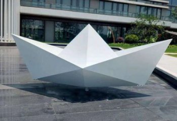 抽象紙船雕塑廠家，標(biāo)識雕塑，景觀折紙船雕塑指用