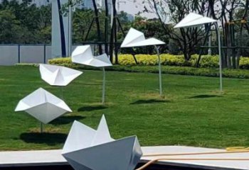 紙船雕塑優選，白鋼構件，景觀折紙船雕塑廠家