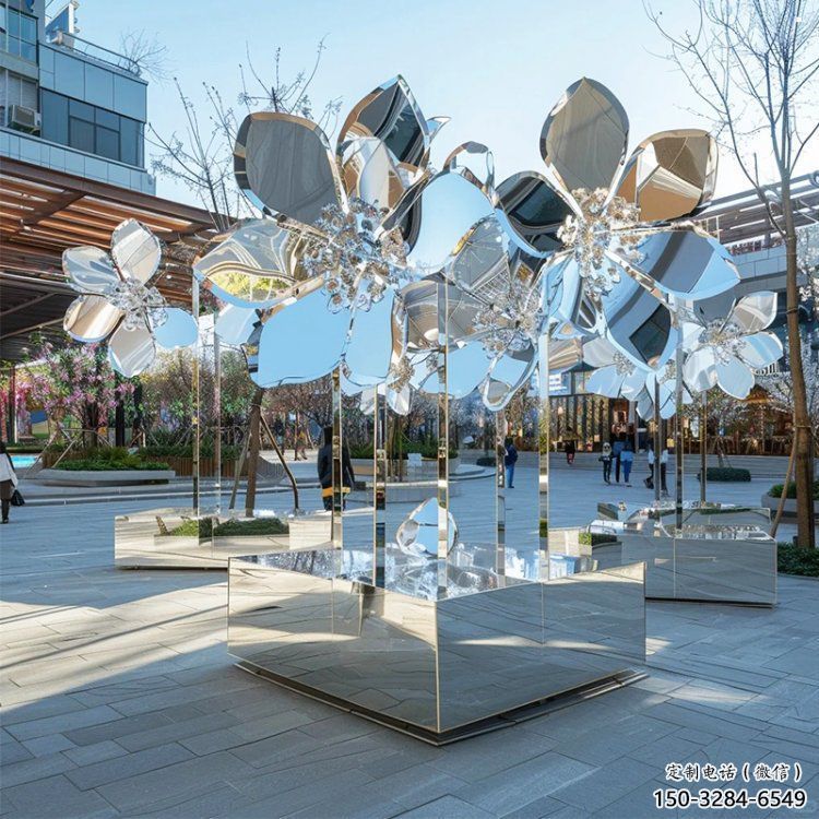 桃花雕塑定價，村標概念，不銹鋼桃花雕塑選用