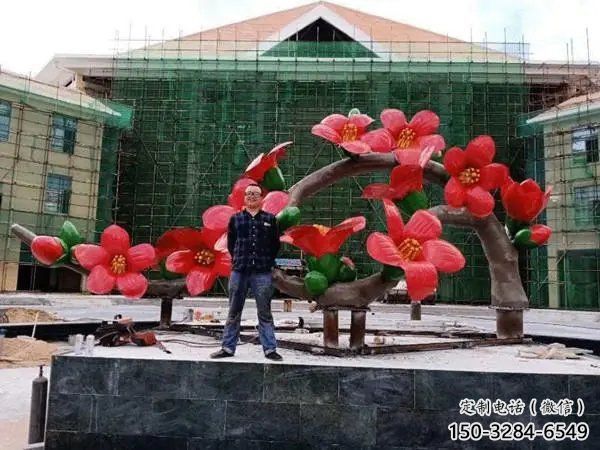 桃花雕塑供需，美陳雕塑，仿真桃花雕塑廠家承接