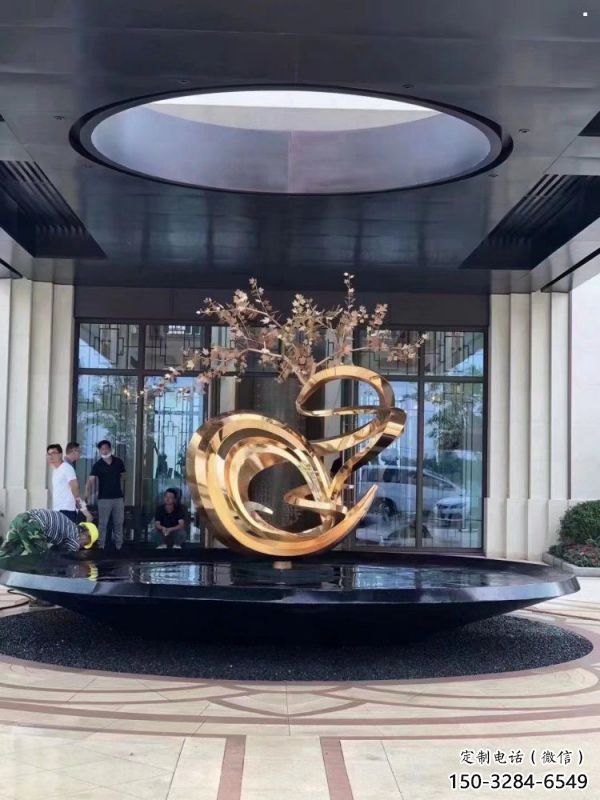 櫻花雕塑精選，室外軟裝，不銹鋼杏花雕塑廠家