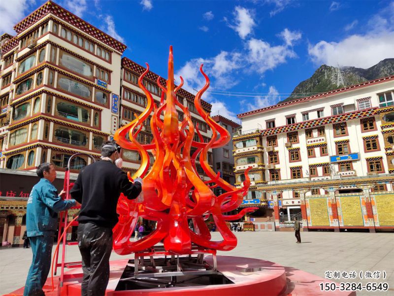 火苗雕塑廠家，美陳設(shè)計概念，不銹鋼火苗雕塑制造商