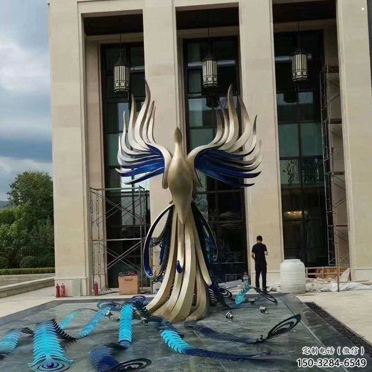 地產(chǎn)孔雀雕塑生產(chǎn)，城市裝飾，景觀不銹鋼孔雀雕塑選定