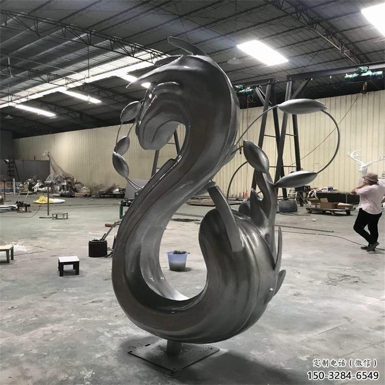 城市海浪雕塑，網格體育雕塑，古銅效果