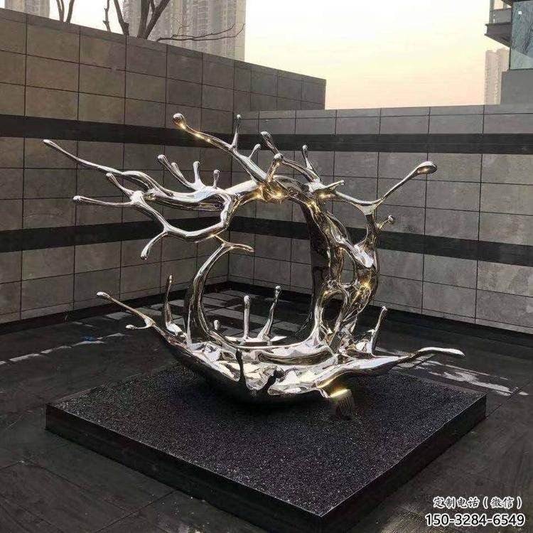 庭院海浪雕塑，鍍金歐式雕塑，鏡面形式