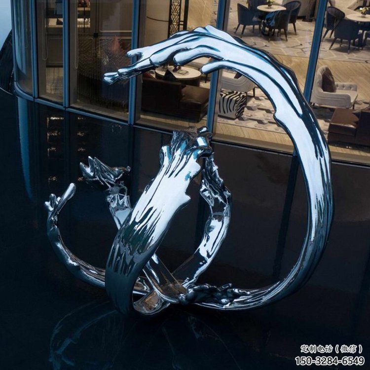 海浪紋雕塑制造商，室外軟裝，不銹鋼海浪紋雕塑承接