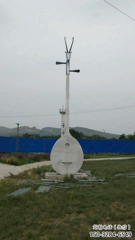 馬頭琴雕塑批發，街頭藝術，不銹鋼馬頭琴雕塑展品
