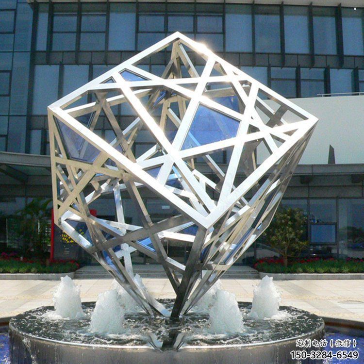 方塊雕塑特供，噴泉雕塑，不銹鋼方塊雕塑優選