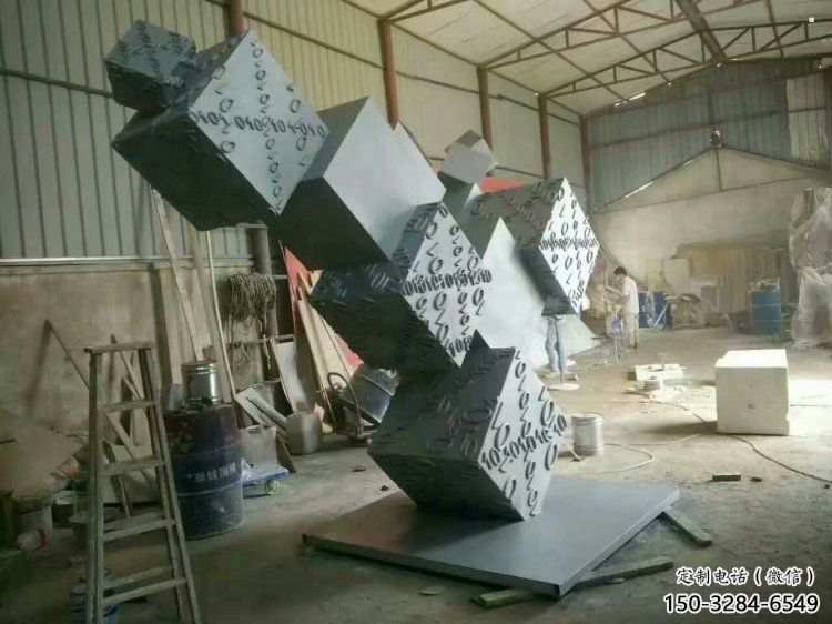 戶外幾何體雕塑廠家，廣場雕塑，不銹鋼幾何體雕塑訂做