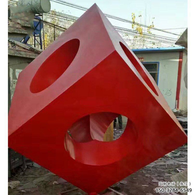 立方體雕塑制造商，露天雕塑，鏤空立方體雕塑訂做廠家