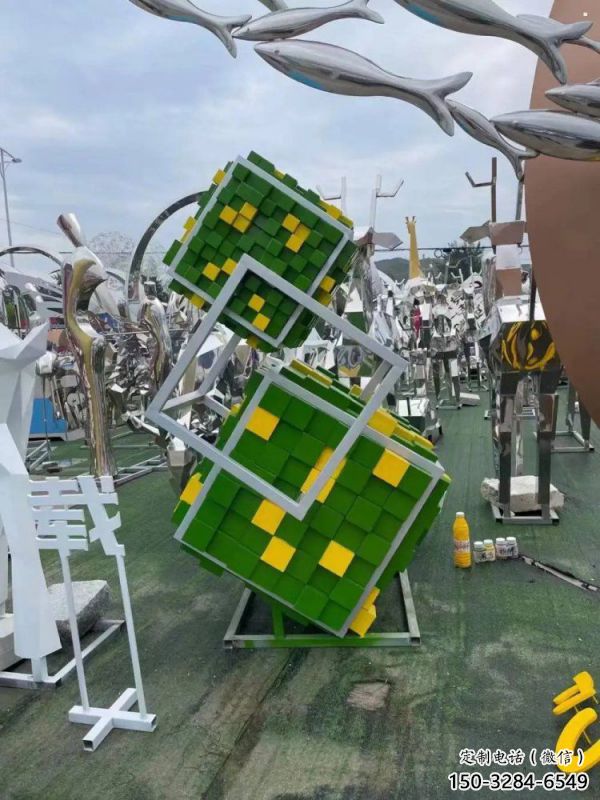 正方體雕塑承接，鍛造工藝，不銹鋼正方體雕塑訂做