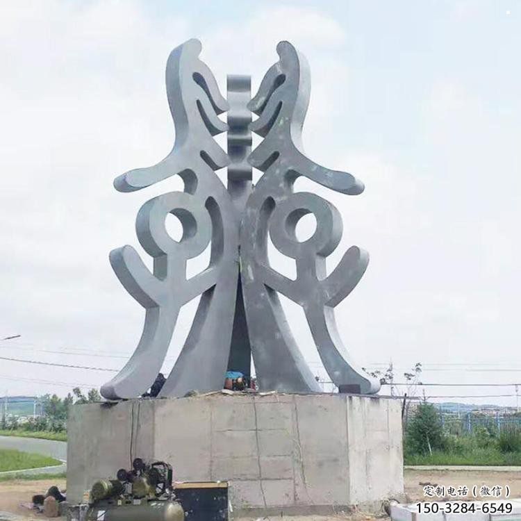 古文字雕塑訂做廠家，景區雕塑，烤漆不銹鋼古文字雕塑