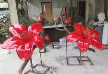 梧桐花雕塑優選，室外雕塑，彩繪梧桐花雕塑廠家優選