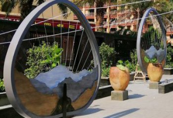 假山小品雕塑，彩鋼制作，金屬景觀假山雕塑價格