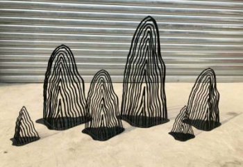 園林假山雕塑，噴漆景觀雕塑，網(wǎng)格形式