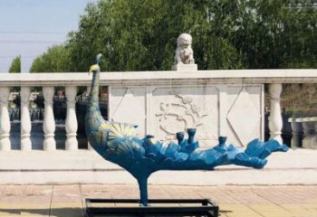 彩繪孔雀雕塑批發(fā)，靜態(tài)雕塑，仿古孔雀雕塑生產(chǎn)商