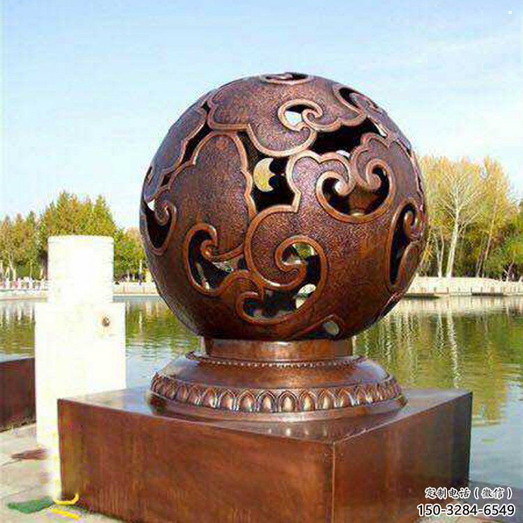 鏤空球雕塑標(biāo)準(zhǔn)，陸地?cái)[件，烤漆鏤空球雕塑定制