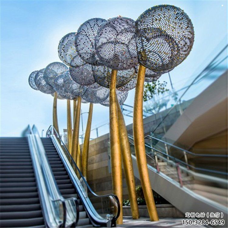 空心球雕塑優選，拉絲工藝，鏤空空心球雕塑廠家承接