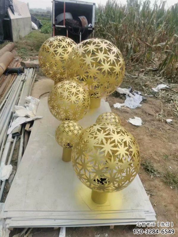 棱面球雕塑供給，市標雕塑，鏤空棱面球雕塑定制廠家