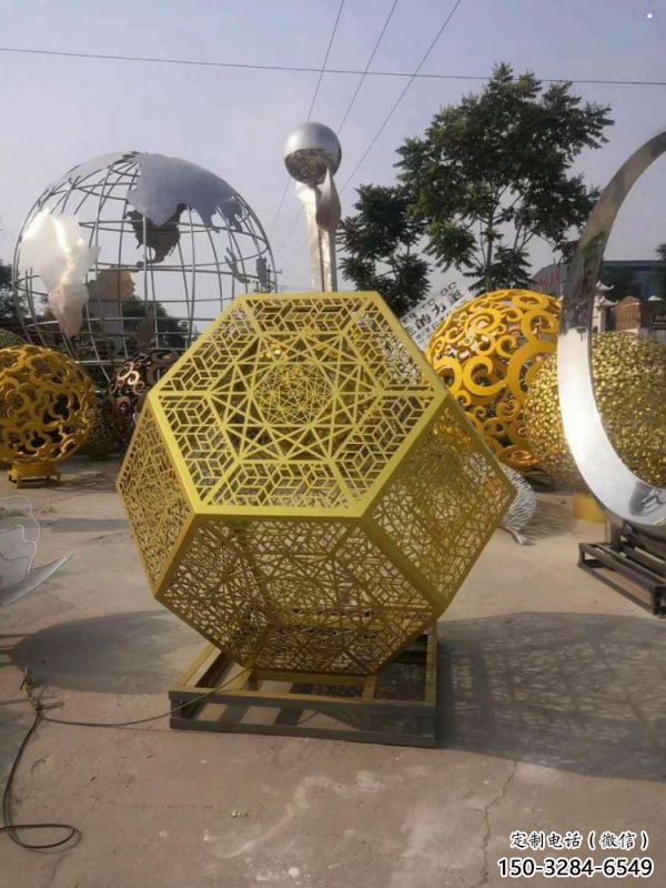 棱面球雕塑指用，中式工藝，公園鏤空棱面球雕塑指用
