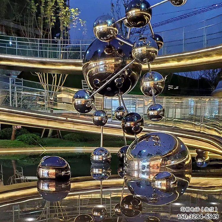 分子球雕塑優選，小區擺件，不銹鋼分子球雕塑生產商