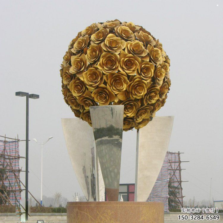 花球雕塑精選，市標(biāo)雕塑，不銹鋼花球雕塑廠家