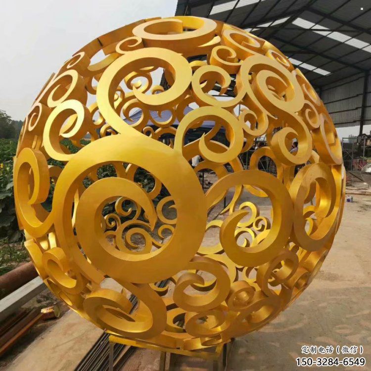 花紋球雕塑定制，城市裝飾，不銹鋼花紋球雕塑承接