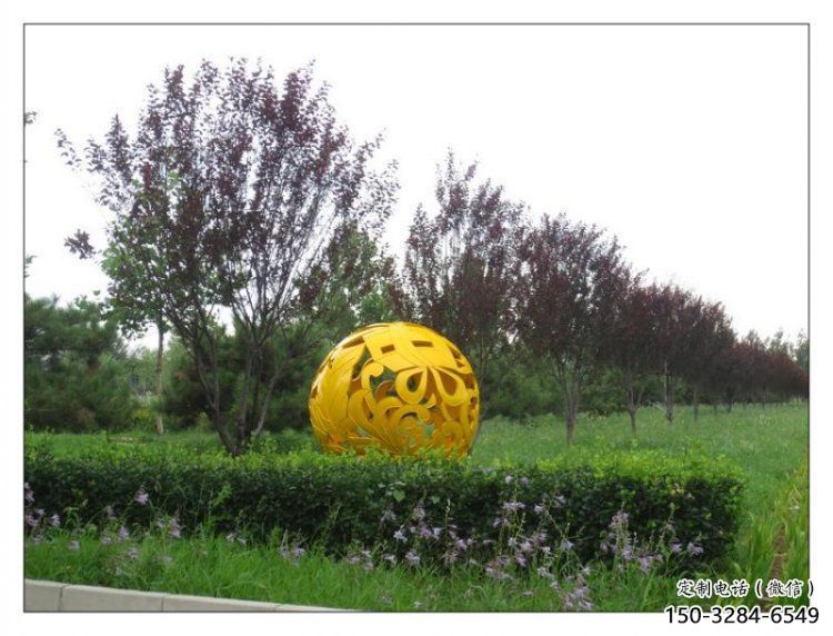 花紋球雕塑精選，小區(qū)雕塑，不銹鋼花紋球雕塑定做