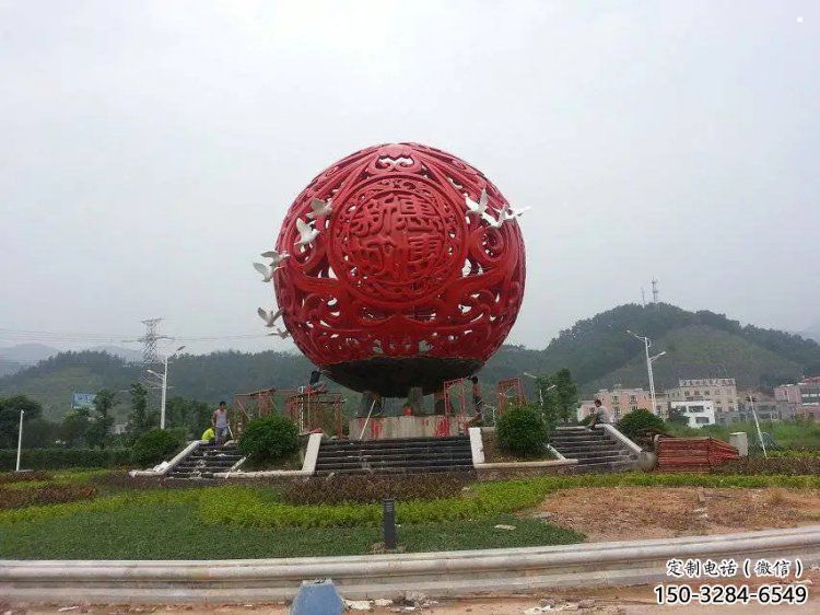 圓球雕塑訂做，街道標識，烤漆圓球雕塑定做
