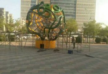 鏤空球雕塑制造商，動(dòng)態(tài)雕塑，烤漆鏤空球雕塑精品