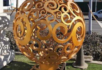 鏤空球雕塑制作，廣場(chǎng)雕塑，烤漆鏤空球雕塑廠家