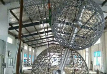 空心球雕塑點(diǎn)擊，景觀雕塑，鏤空空心球雕塑制作
